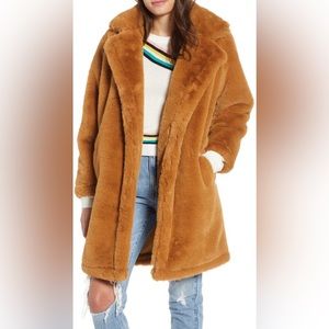 Woven Heart Faux Fur Coat